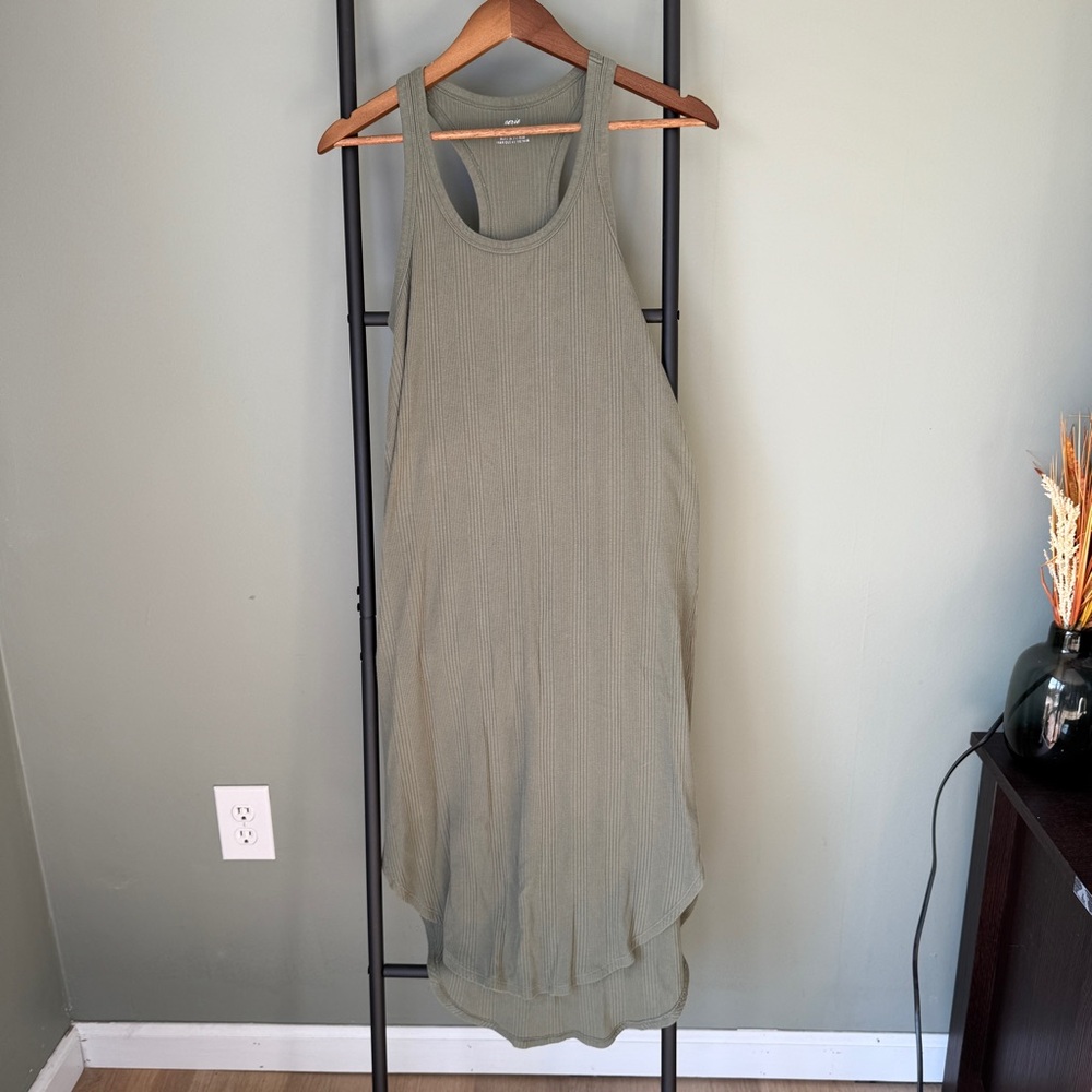 Aerie Green Ribbed Racerback Dress